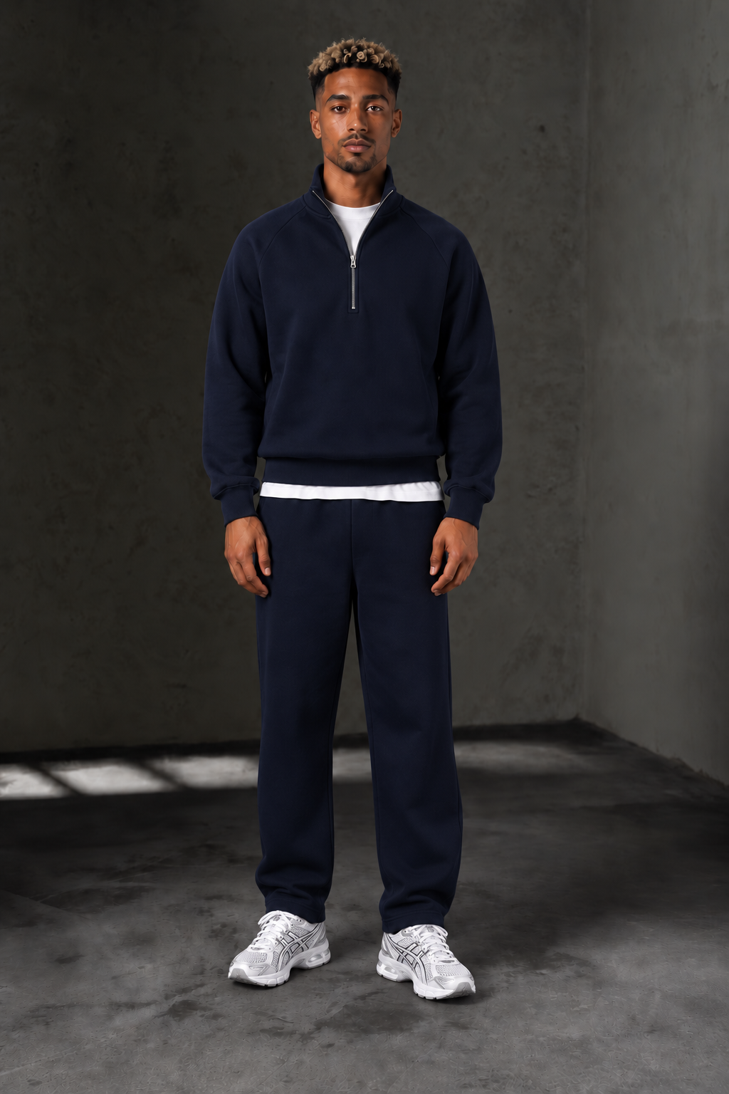 Ensemble coton Marine 1/2 zip