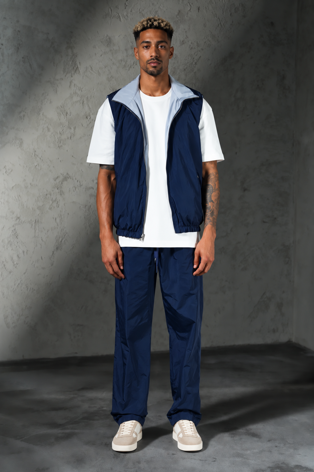Ensemble sans manche hollandais bleu