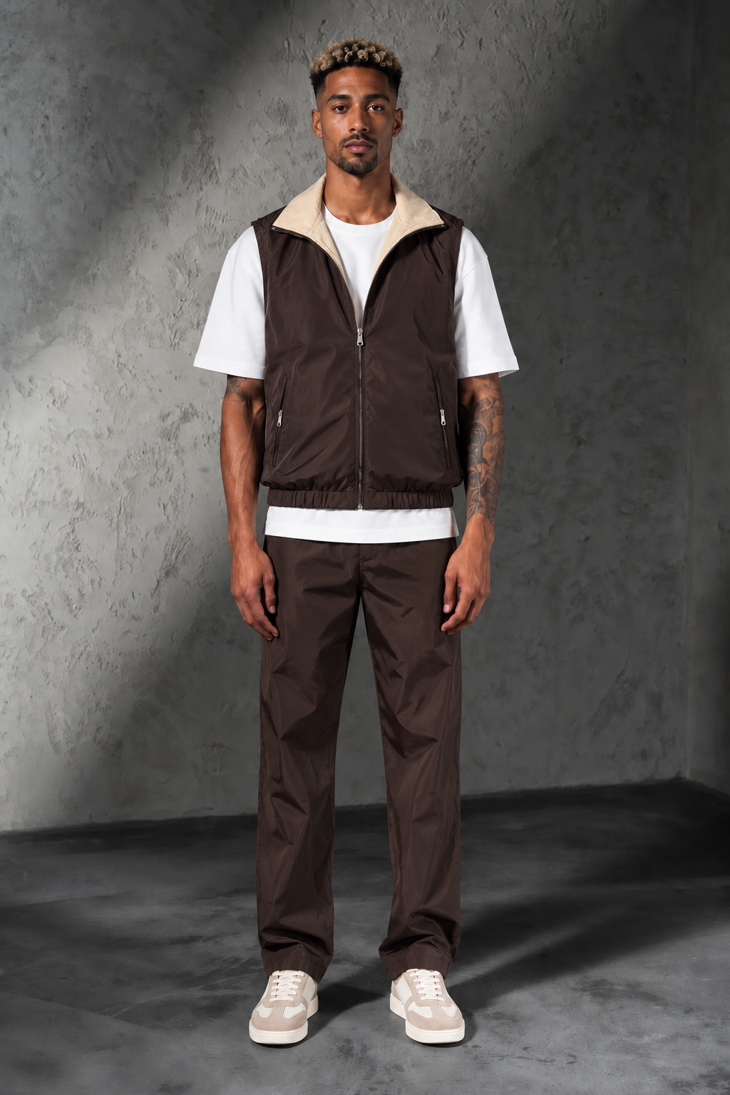 Ensemble sans manche hollandais Marron
